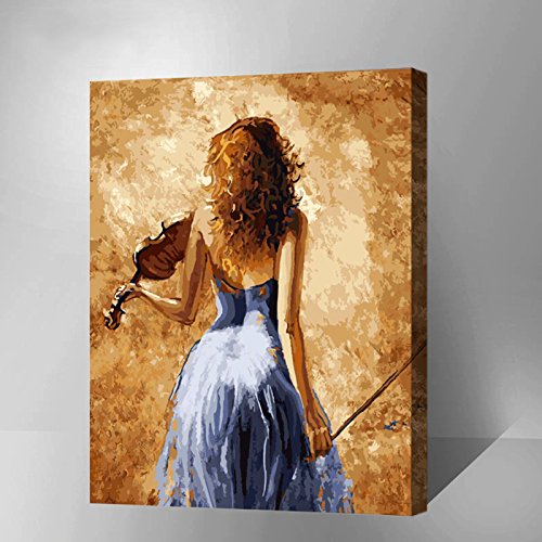 MADE4U [ Dance and Musical Series ] [ 20" ] [ Wood Framed ] Paint By Numbers Kit with Brushes and Paints (Playing a Violin G452)