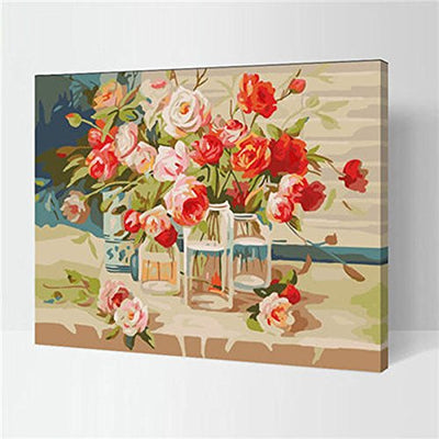 Made4u [ 20"  [ Wood Framed ] Paint By Numbers Kit for Adult ( Flowers G387 )