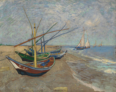 [ Van Gogh ][ Fishing Boats on the Beach at Saintes-Maries ] Museum Class Art Reproduction Painting [ CRUSE 3.82 Giga Resolution Original Piece Scanned and Painted] [ Aluminum Framed ]