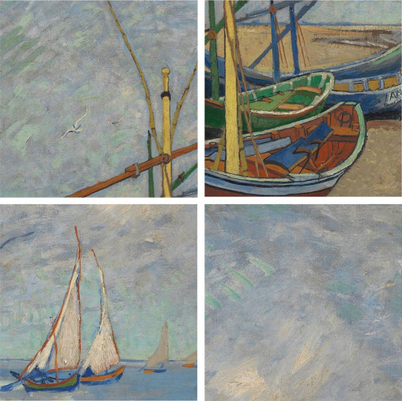 [ Van Gogh ][ Fishing Boats on the Beach at Saintes-Maries ] Museum Class Art Reproduction Painting [ CRUSE 3.82 Giga Resolution Original Piece Scanned and Painted] [ Aluminum Framed ]