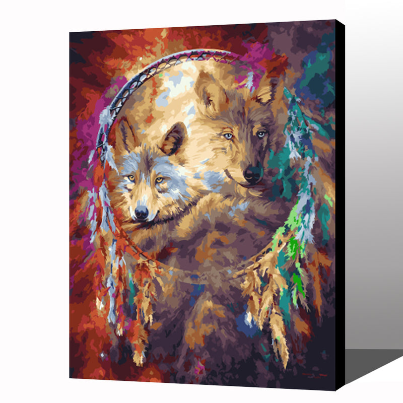 MADE4U [ Animal Series ] [ 20" ] [ Wood Framed ] Paint By Numbers Kit with Brushes and Paints ( Wolf HHGZGX22323 ) NEW