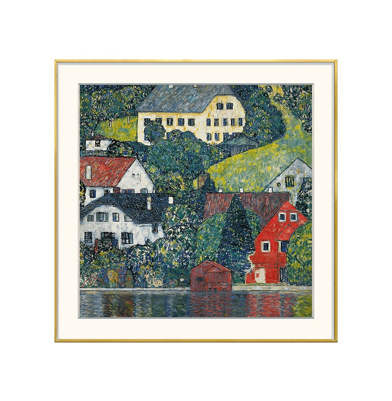 [ Gustav Klimt ][ Houses at Unterach on the Attersee ] Museum Class Art Reproduction Painting [ CRUSE 3.82 Giga Resolution Original Piece Scanned and Painted ] [ Aluminum Framed ]