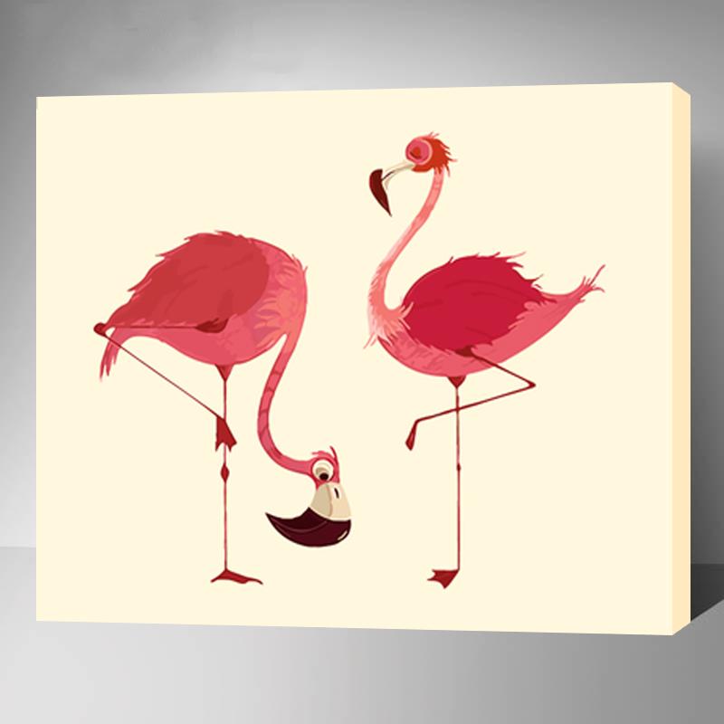MADE4U [ Flamingos Series ] [ 20" ] [ Thicker (1") ] [ Wood Framed ] Paint By Numbers Kit with Brushes and Paints ( Flamingos DWHLNI6023 )