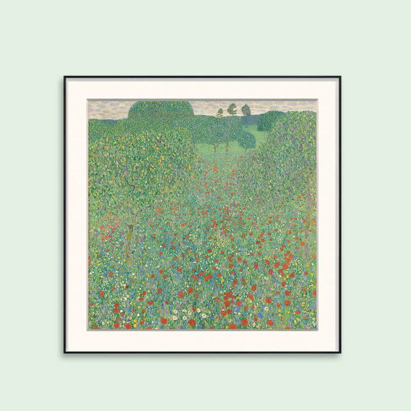 [ Gustav Klimt ][ Poppy Field ] Museum Class Art Reproduction Painting [ CRUSE 3.82 Giga Resolution Original Piece Scanned and Painted] [ Aluminum Alloy Hand Framed ]