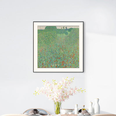 [ Gustav Klimt ][ Poppy Field ] Museum Class Art Reproduction Painting [ CRUSE 3.82 Giga Resolution Original Piece Scanned and Painted] [ Aluminum Alloy Hand Framed ]