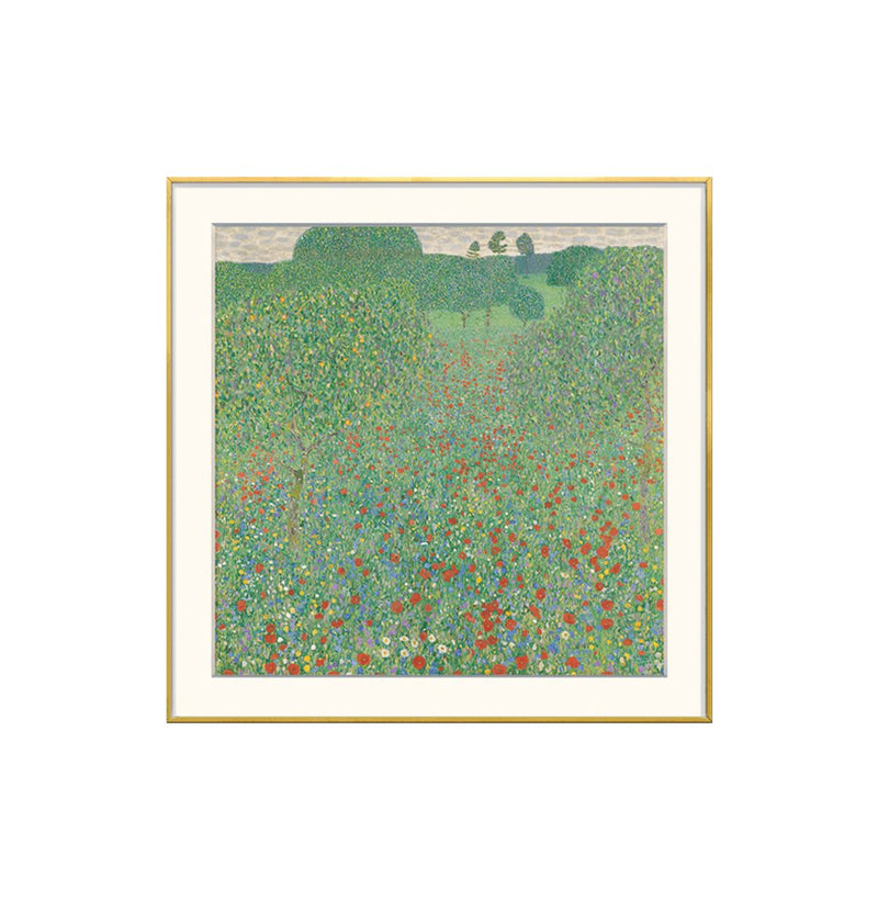 [ Gustav Klimt ][ Poppy Field ] Museum Class Art Reproduction Painting [ CRUSE 3.82 Giga Resolution Original Piece Scanned and Painted] [ Aluminum Alloy Hand Framed ]