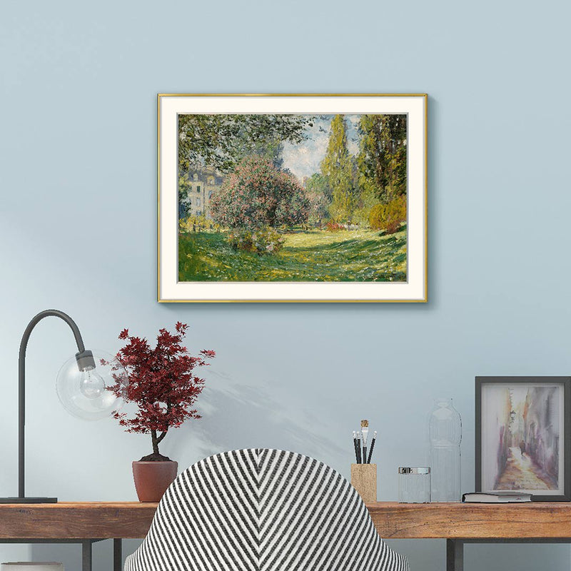 [ Claude Monet ][ The Parc Monceau ] Museum Class Art Reproduction Painting [ CRUSE 3.82 Giga Resolution Original Piece Scanned and Painted] [ Aluminum Alloy Hand Framed ]