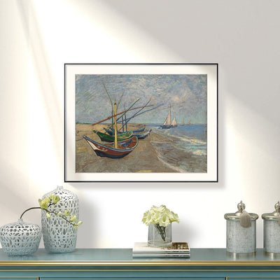 [ Van Gogh ][ Fishing Boats on the Beach at Saintes-Maries ] Museum Class Art Reproduction Painting [ CRUSE 3.82 Giga Resolution Original Piece Scanned and Painted] [ Aluminum Framed ]