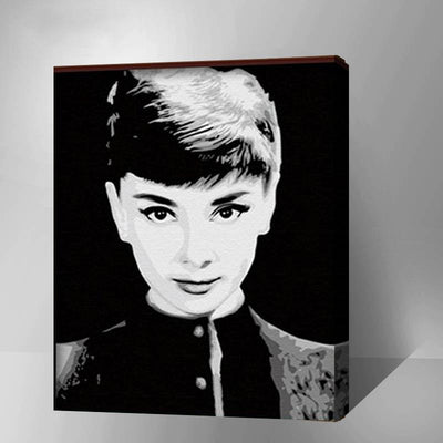 MADE4U [ Star Series ] [ 20" ] [ Wood Framed ] Paint By Numbers Kit with Brushes and Paints (Audrey Hepburn G004)
