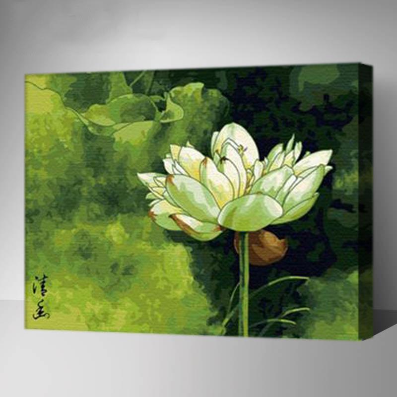 MADE4U [ Gradens Series ] [ 20" ] [ Wood Framed ] Paint By Numbers Kit with Brushes and Paints (Lotus G070)