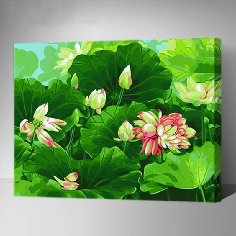 MADE4U [ Gradens Series ] [ 20" ] [ Wood Framed ] Paint By Numbers Kit with Brushes and Paints (Summer Lotus G075)