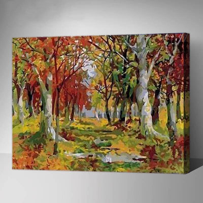 MADE4U [ Landscape Series ] [ 20" ] [ Wood Framed ] Paint By Numbers Kit with Brushes and Paints ( Autumn Forest) HHGZG121