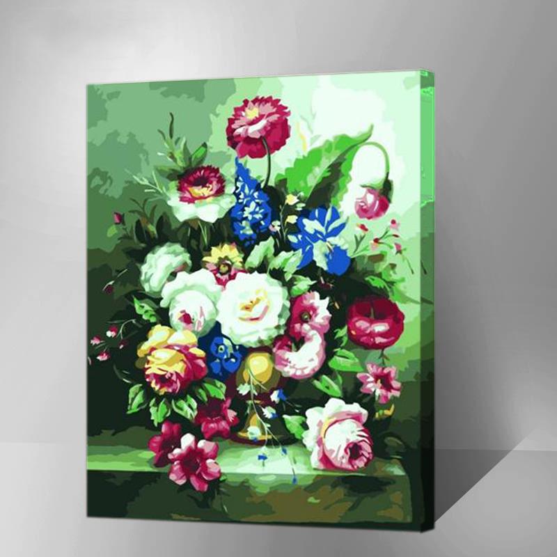 MADE4U [ Flowers and Vases Series ] [ 20" ] [ Wood Framed ] Paint By Numbers Kit with Brushes and Paints (Flowers G138)