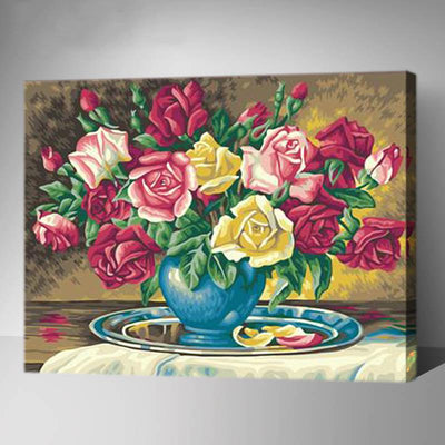MADE4U [ Flowers and Vases Series ] [ 20" ] [ Wood Framed ] Paint By Numbers Kit with Brushes and Paints (Peony Flower G244)