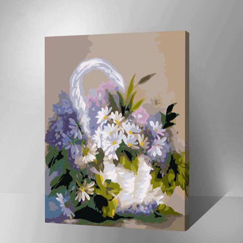 MADE4U [ Flowers and Vases Series ] [ 20" ] [ Wood Framed ] Paint By Numbers Kit with Brushes and Paints ( Flowers) HHGZG335