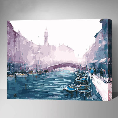MADE4U [20"] [Waters Series] [Thicker (1")] [Wood Framed] Paint By Numbers Kit with Brushes and Paints (River Scenery GX8232)