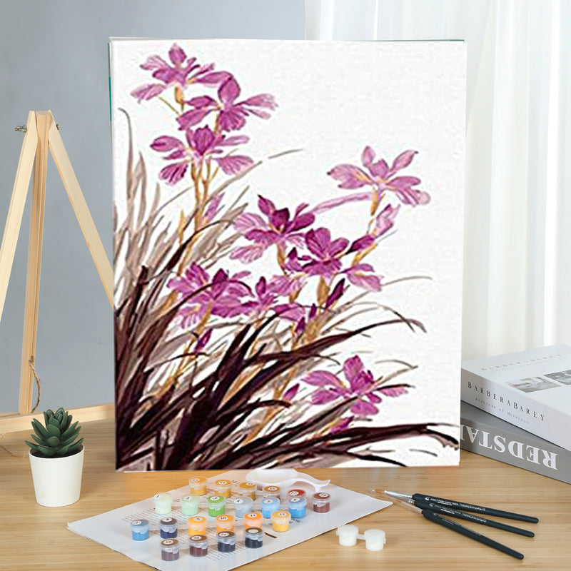 MADE4U [ Gradens Series ] [ 20" ] [ Wood Framed ] Paint By Numbers Kit with Brushes and Paints (Orchids G220)