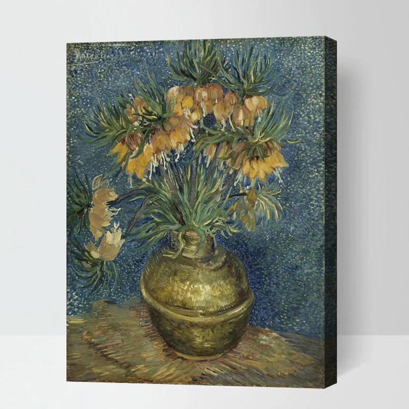 MADE4U [ Post-Impressionism Van Gogh Series ] [ 20" ] [ Thicker (1") ] [ Wood Framed ] Paint By Numbers Kit with Brushes and Paints ( Crown Royal Fritillary in copper vase ) HYXPII4020