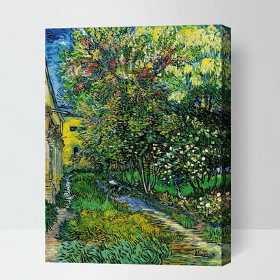 MADE4U [ Post-Impressionism Van Gogh Series ] [ 20" ] [ Thicker (1") ] [ Wood Framed ] Paint By Numbers Kit with Brushes and Paints ( The garden of St. Paul's Hospital ) HYXPII4036
