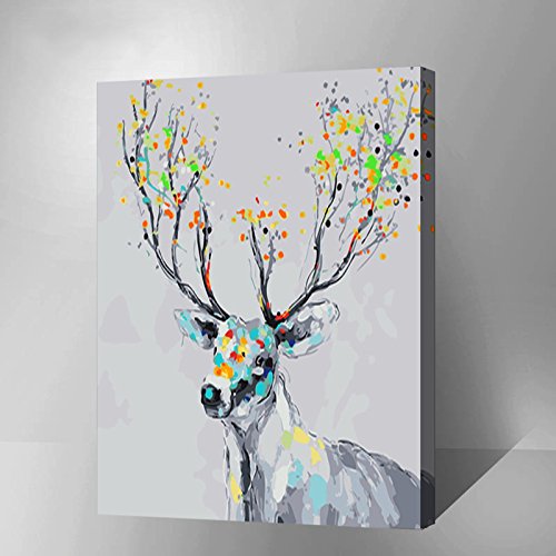 MADE4U [ Deer Series ] [ 20" ] [ Wood Framed ] Paint By Numbers Kit with Brushes and Paints ( Deer THSJ002 )