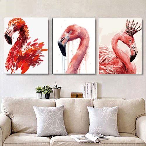 MADE4U [ Flamingo Series ] [ 20" ] [ Wood Framed ] Paint By Numbers Kit with Brushes and Paints ( Great Saver Bundle of 3 ) XL55X3