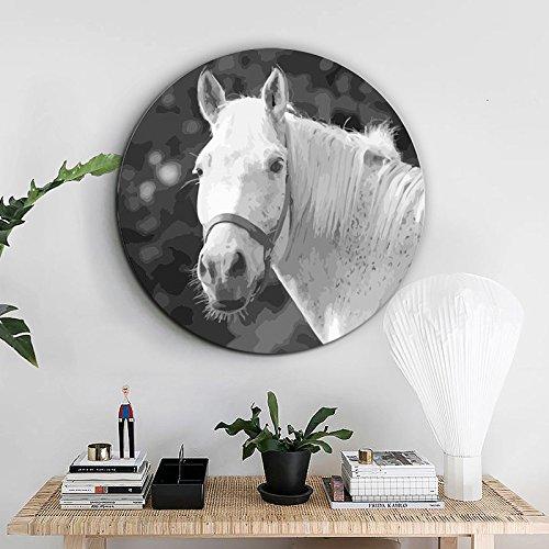 MADE4U [ Circular Plate ] [ Horse Series ] [ 16" ] [ Thicker Wood Framed ] Paint By Numbers Kit with Brushes and Paints ( Horse YXYHI6009 )