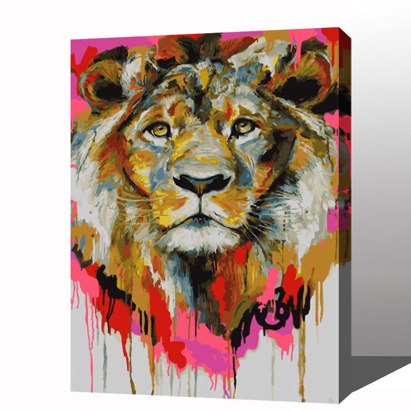 MADE4U [ Animal Series ] [ 20" ] [ Wood Framed ] Paint By Numbers Kit with Brushes and Paints ( Lion HHGZGX23240 ) NEW