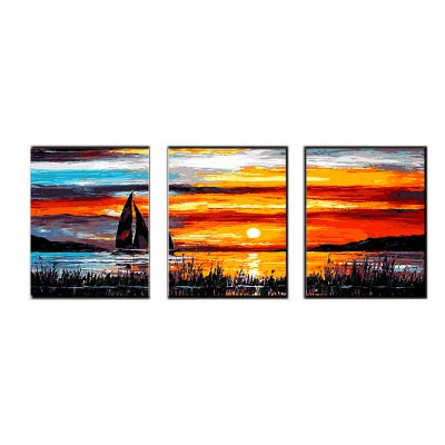 Made4u [ 3 Pieces Split Series 1  [ 20" x 3 ] [ Wood Framed ] Paint By Numbers Kit with Brushes and Paints ( Sunset ) YCGP12